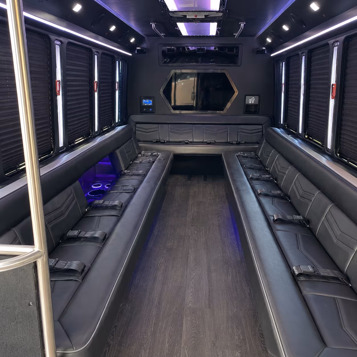 oakland 18 passenger party bus interior
