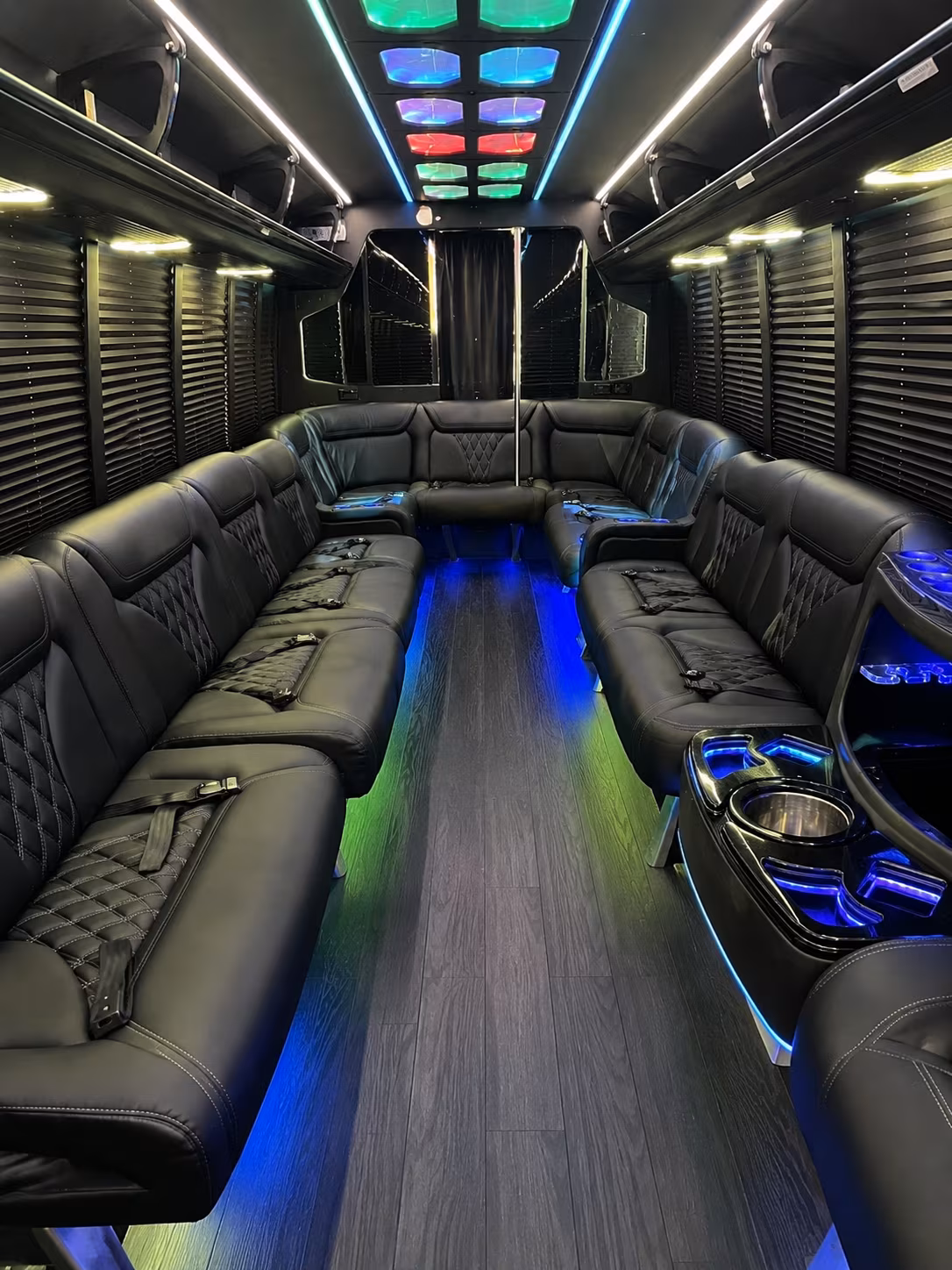 oakland 20 passenger party bus interior