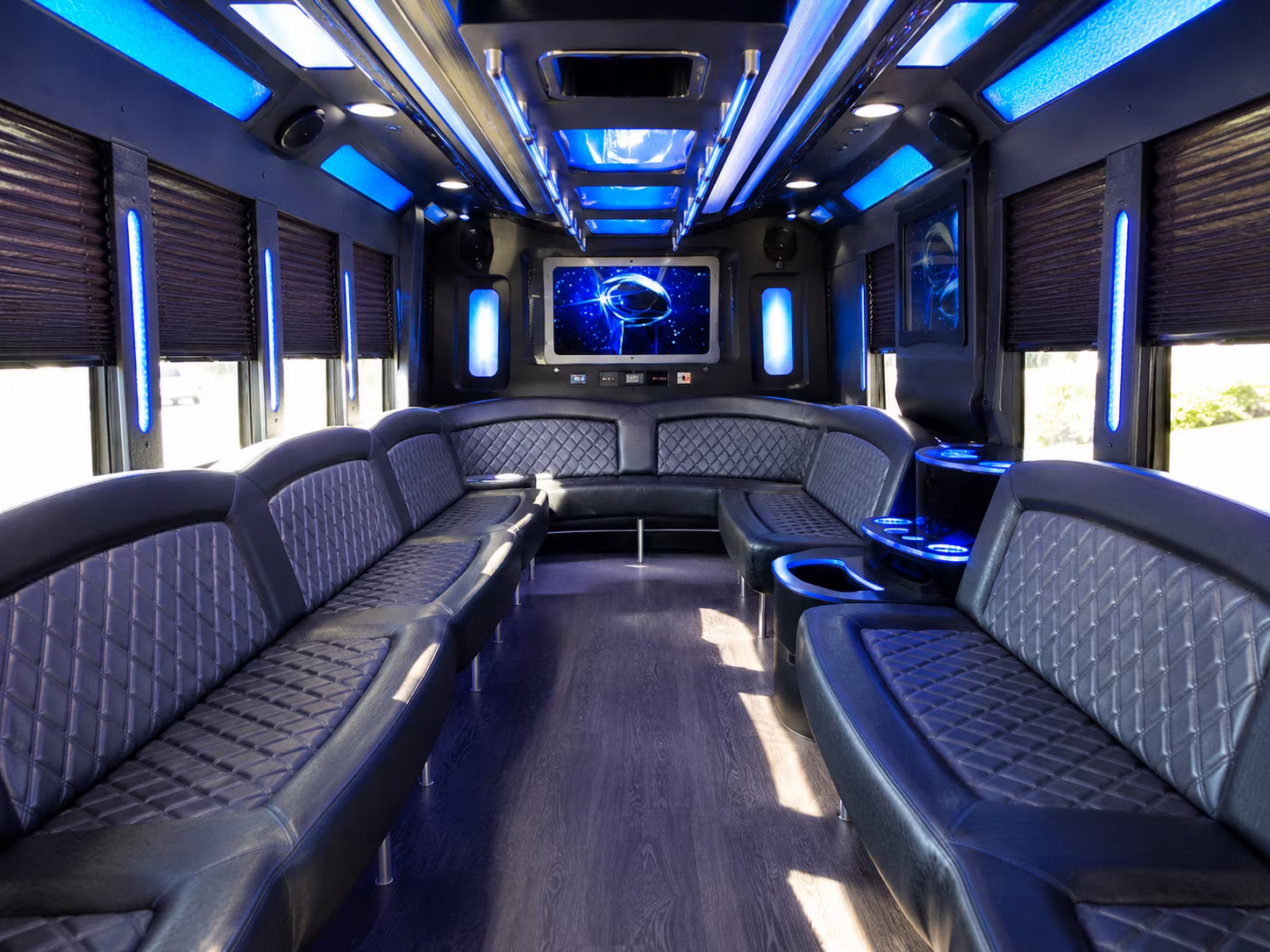 oakland 28 passenger party bus inside
