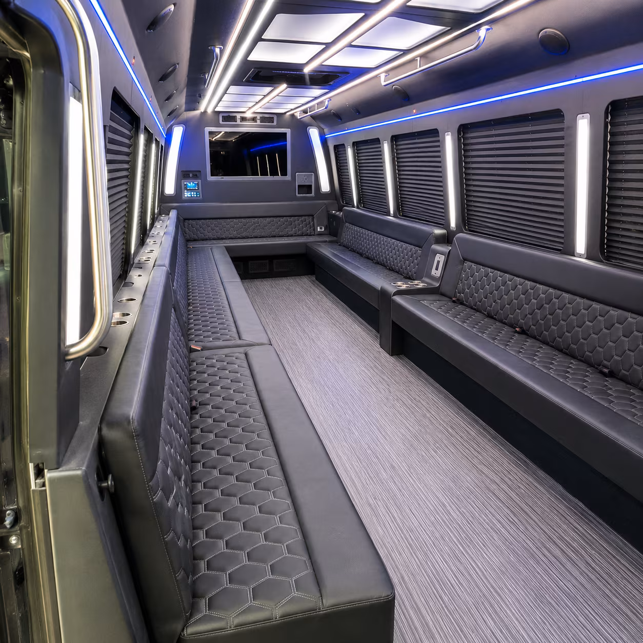 oakland 40 passenger party bus interior